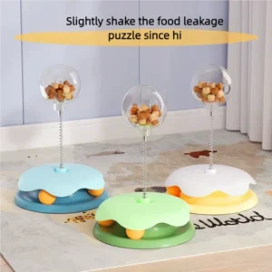 Interactive Cat Toy Set Colorful Turntable Track Ball Durable Spring Teaser Food Dispenser Leakage Ball Self Entertaining Puzzle
