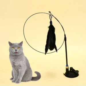 2025 Cat Teaser Wand Toy With Detachable Feathers & Strong Suction Cup Interactive Pet Play Pole for Kitten Training Toys