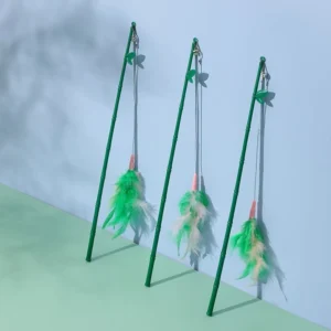 Cats Toys Feathers Wand Interactive Toy Kitten Toys with Super Suction Cup Detachable 2 PCS Feather Replacements Cat Accesorios