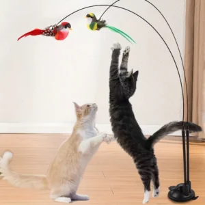 Interactive Cat Wand - Non-slip suction cup base and double-locking grip design, no batteries required, suitable for indoor and
