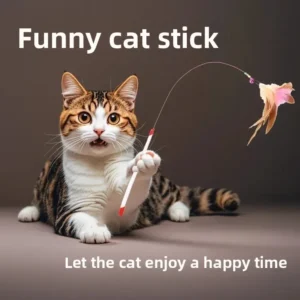 Fluffy Feather Cat Teaser Wand - Durable Interactive Play Toy for Kittens & Adult Cats cat teaser stick