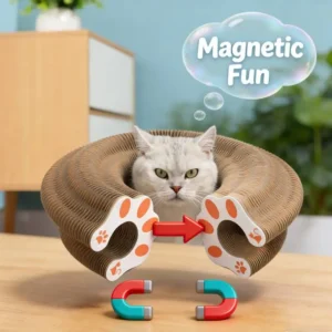 Reversible Cat Scratching Pad with Bell Interactive Foldable Cardboard Toy Cat Lounge Durable Corrugated Scratcher for Kittens