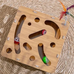 Cats Nail File Scratcher Toy with 6 Balls Cats Scratching Puzzle Enrichment Box Multi Hole Cat Maze Toy for Kitten Indoor Cat