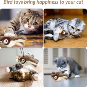 Interactive Cat Toys, Rechargeable Chirping Flapping Bird with Catnip for Indoor Cats, Touch Activated Plush Toys