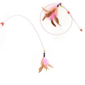 30pcs Kitten Pet Toy Interactive Chaser Training Rod Cat Catcher Feather Wand Fishing Pole Teaser