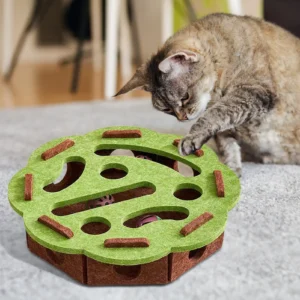 Cat Puzzle Toy Stimulating Cat Toys Puzzle Scratcher Felt Pet Supplies with Bell Kitten Accessories Maze Game for Enrichment