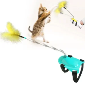 1PCS Wearable Auto-Flutter Cat Toy - Feather Teaser Wand (Foot/Hand Use), Interactive Play for Kittens & Adult Cats